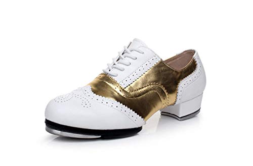 WENDYWU Dance Women's Professional Tap Shoe (White, 7)