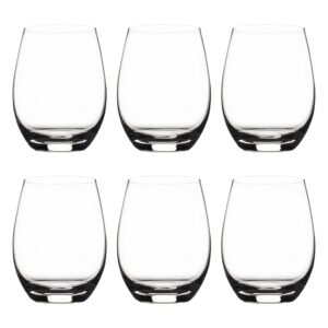 premium crystal stemless wine glasses set of 6, 15oz lead-free red or white wine glass, water juice glasses, all-purpose beverage cups, clear drinking tumblers in gift box, dishwasher safe