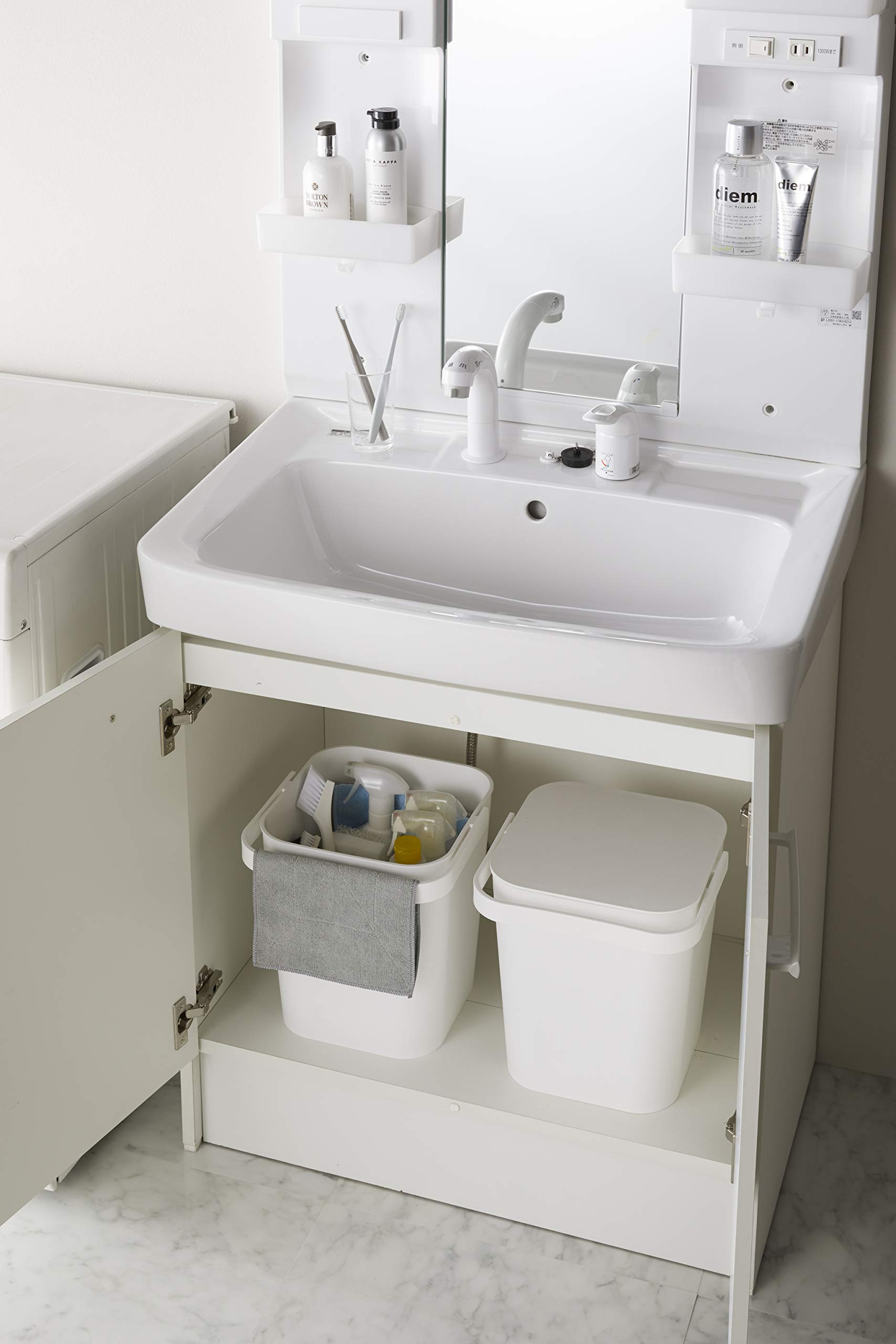 YAMAZAKI home Tower Storage Bin White