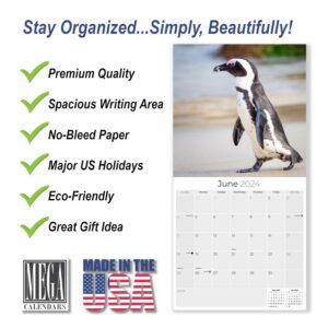 2023 2024 Penguin Calendar - Cute Wildlife Sealife Monthly Wall Calendar - 12 x 24 Open - Thick No-Bleed Paper - Giftable - Academic Teacher's Planner Calendar Organizing & Planning