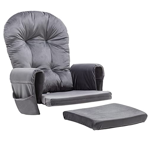 Paddie Glider Rocker Replacement Cushions with Storage Velvet Washable Non Slip for Glider Rocking Chair, 5PCS, Dark Grey