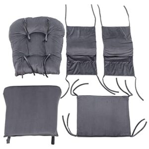 Paddie Glider Rocker Replacement Cushions with Storage Velvet Washable Non Slip for Glider Rocking Chair, 5PCS, Dark Grey