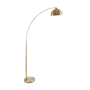 archiology arc floor lamp, 79" height gold brass floor lamp curved, and metal dome shade with glossy white interior perfect for living room reading bedroom home office