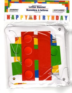 lego style happy birthday banner by greenbrier international