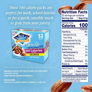 Blue Diamond Almonds Low Sodium Lightly Salted Snack Nuts, 100 Calorie Packs, 0.6 Ounce (Pack of 32)