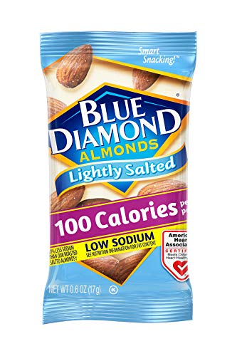 Blue Diamond Almonds Low Sodium Lightly Salted Snack Nuts, 100 Calorie Packs, 0.6 Ounce (Pack of 32)