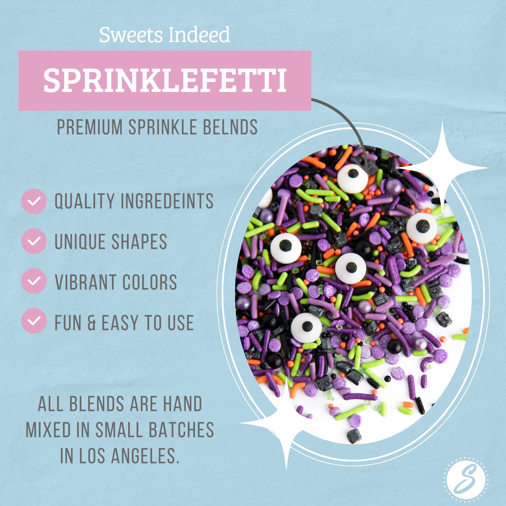 Sweets Indeed Sprinkles, Edible Sprinkle Mix, Perfect for Cake Decorations, Baking, Ice Cream, Cookies, Cupcake Topper, 6 ounces (Monster Mash)