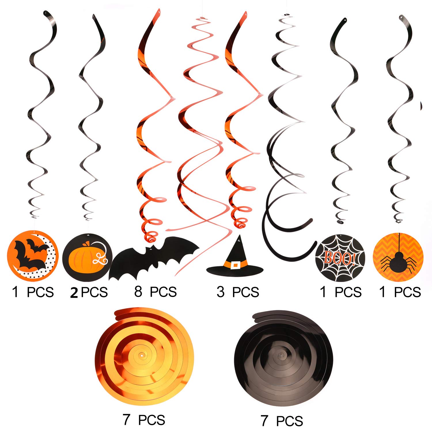 30 Pieces Halloween Hanging Swirl Party Decorations,Witches and Bats Ceiling Hanging Party Favor Indoor Decoration for Kids