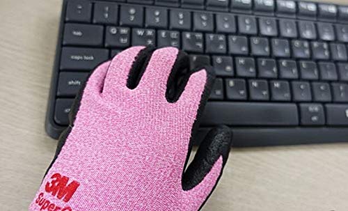 Lightweight Nitrile Work Gloves Supegrip200, 3D Comfort Stretch Fit, Durable Power Grip Foam Coated, Smart Touch, Thin Machine Washable, 5 Pairs Pack (Small, Pink)