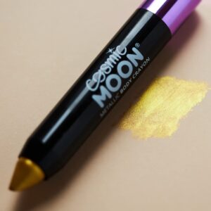 Cosmic Moon - Metallic Face Paint Stick / Body Crayon makeup for the Face & Body - 0.12oz - Easily create metallic designs like a pro! - Gold