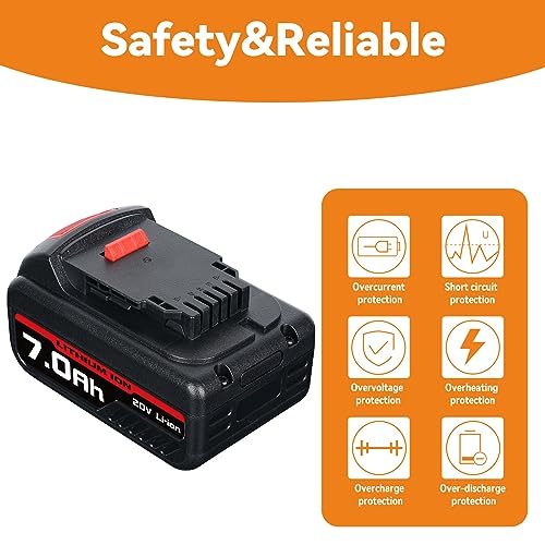 FERRYBOAT 2Pack 7.0Ah DCB206 Replacement for Dewalt 20V Battery DCB200 DCB201 DCB203 DCB204 DCB207 DCD/DCF/DCG Series Tools