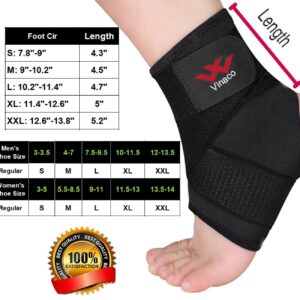 Vinaco 2 Pack Breathable & Strong Ankle Brace for Sprained Ankle, Stabilize Ligaments, Prevent Re-Injury for men & women with Adjustable Wrap, ankle support for men