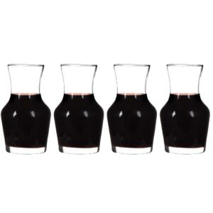 lily's home individual glass wine decanters, miniature personal size carafes ideal for dinner parties and wine tastings, makes wonderful gift (8.4 oz. each, set of 4)