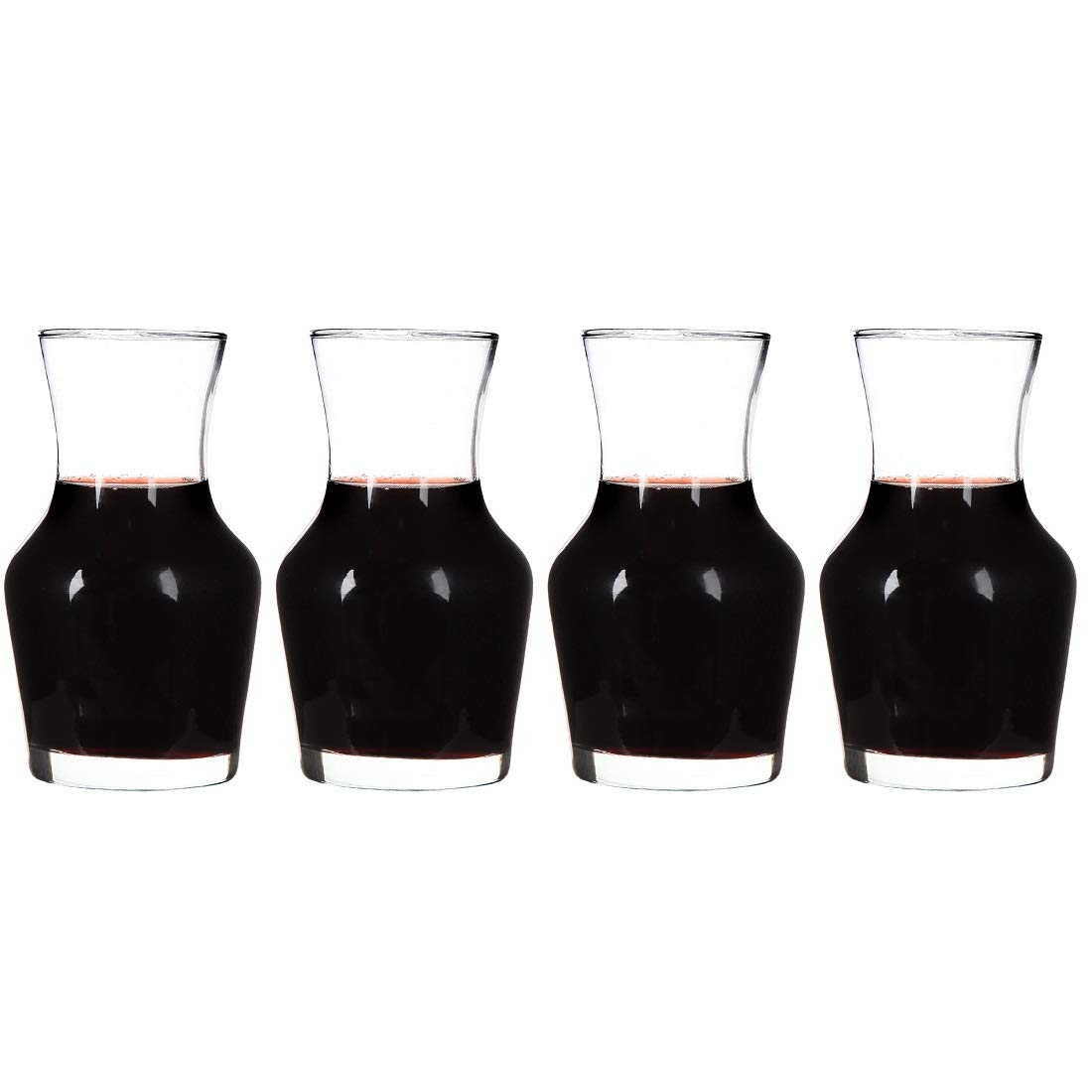 Lily's Home Individual Glass Wine Decanters, Miniature Personal Size Carafes Ideal for Dinner Parties and Wine Tastings, Makes Wonderful Gift (8.4 oz. Each, Set of 4)