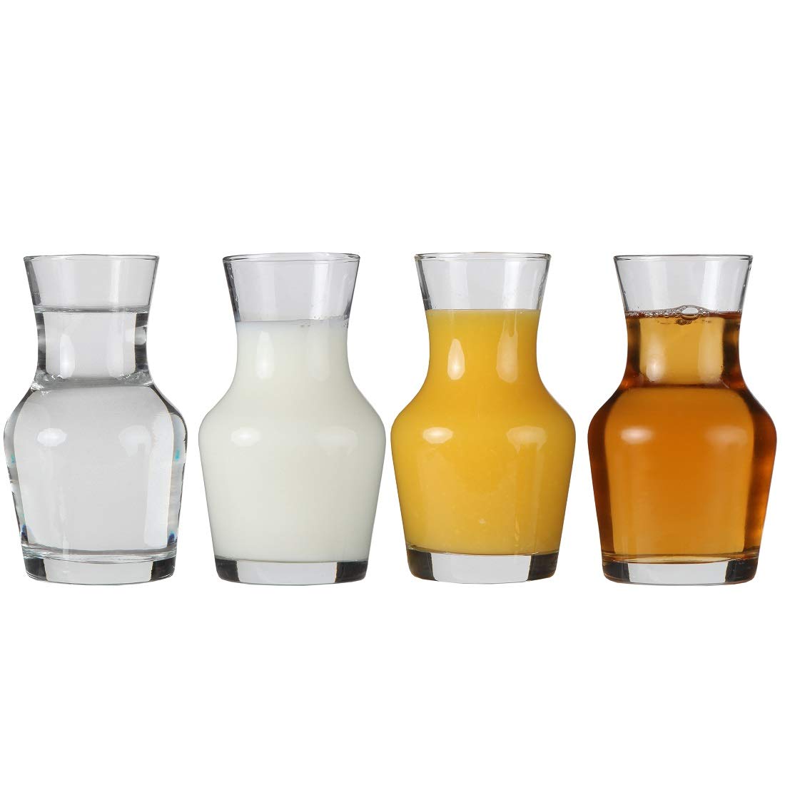 Lily's Home Individual Glass Wine Decanters, Miniature Personal Size Carafes Ideal for Dinner Parties and Wine Tastings, Makes Wonderful Gift (8.4 oz. Each, Set of 4)