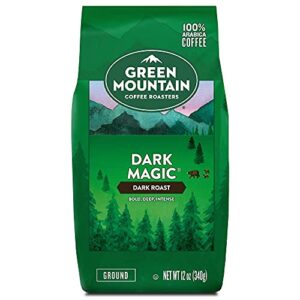 green mountain coffee roasters, dark magic, ground coffee, dark roast, bagged 12oz.
