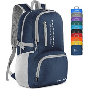 zomake lightweight packable backpack - 35l light foldable hiking backpacks water resistant collapsible daypack for travel(navy blue)