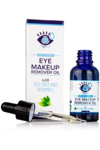 heyedrate eye makeup remover – vitamin e & tea tree oil support healthy eyes – organic, moisturizing, non drying makeup remover cleanser – waterproof eye makeup remover - 1oz. (pack of 1​)