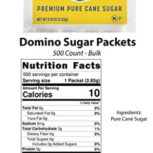 Domino Pure Cane NON-GMO Granulated Sugar, 0.10 Ounce (2.83 Gram) Packets, Pack of 500 in Dispenser Box