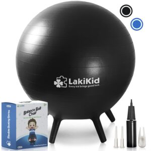 balance ball chairs for kids: lakikid flexible seating classroom furniture- stability ball chairs with legs, exercise ball chair, yoga ball chair, ideal alternative seating for students (18"/45 cm)