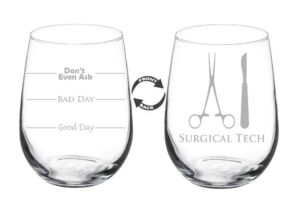 wine glass goblet two sided surgical tech (17 oz stemless)
