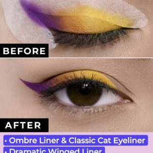 Eyeliner Stencils | Cat Eyeliner Stencil & Winged Eyeliner Tool | Made in USA & Created by Celebrity Makeup Artist | Reusable and Flexible Eyeliner Tape & Eyeshadow Tape | 24 Stencils