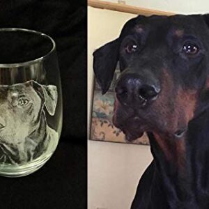 Personalized Pet Engraved Glass, Engraved wine glass, Custom Pet picture, Pet memorial Engraved Glass, Pet picture on glass