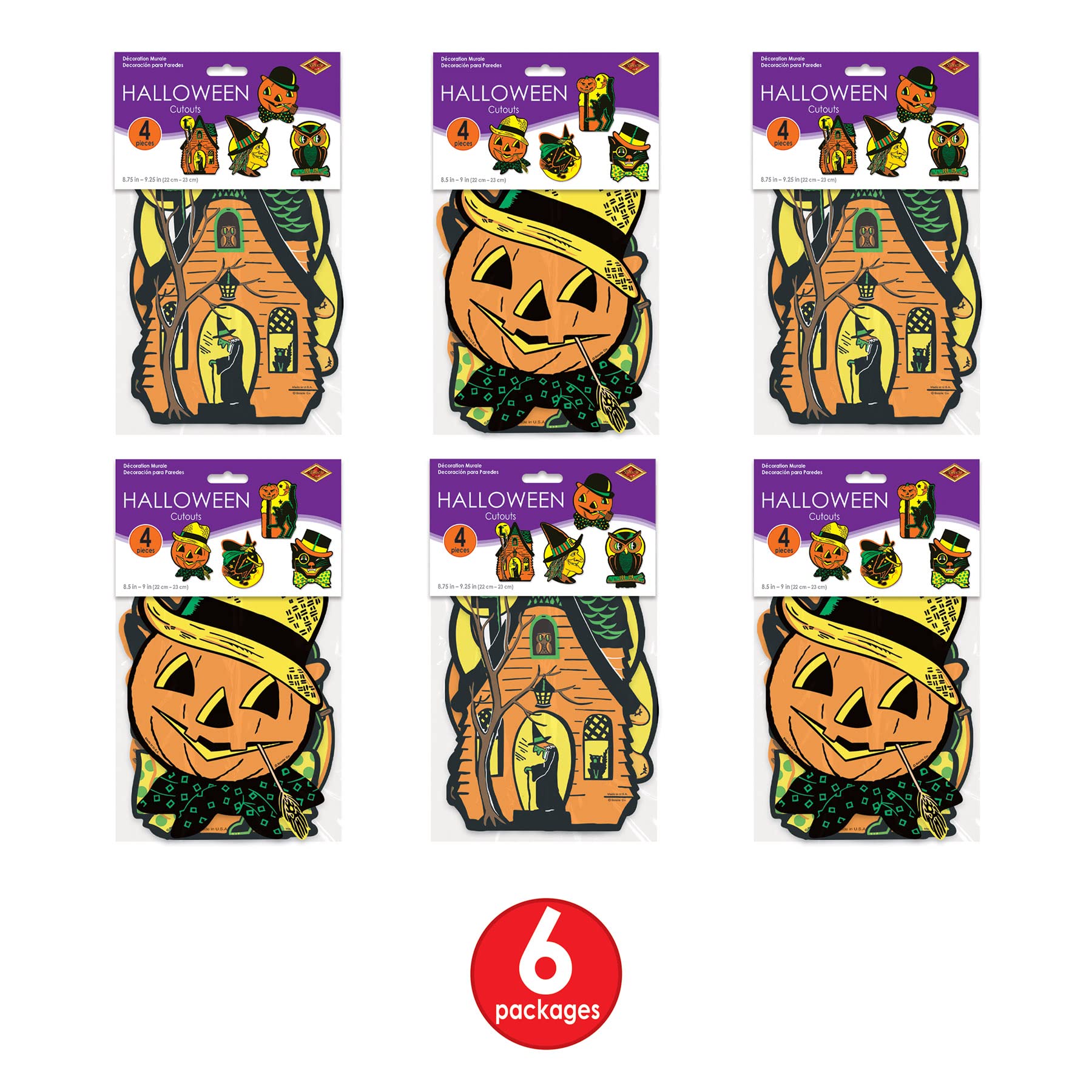 Beistle Halloween Cutouts 24 Piece, 8.5"-9.25", Multicolored