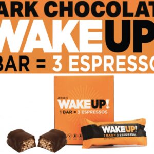WAKE UP! Caffeinated Chocolate Protein Bars Gluten Free, Vegan, 350mg of Caffeine Energy, Kosher to help Boost Focus and Clarity (1 Bar = 3 Espressos) 6 Pack