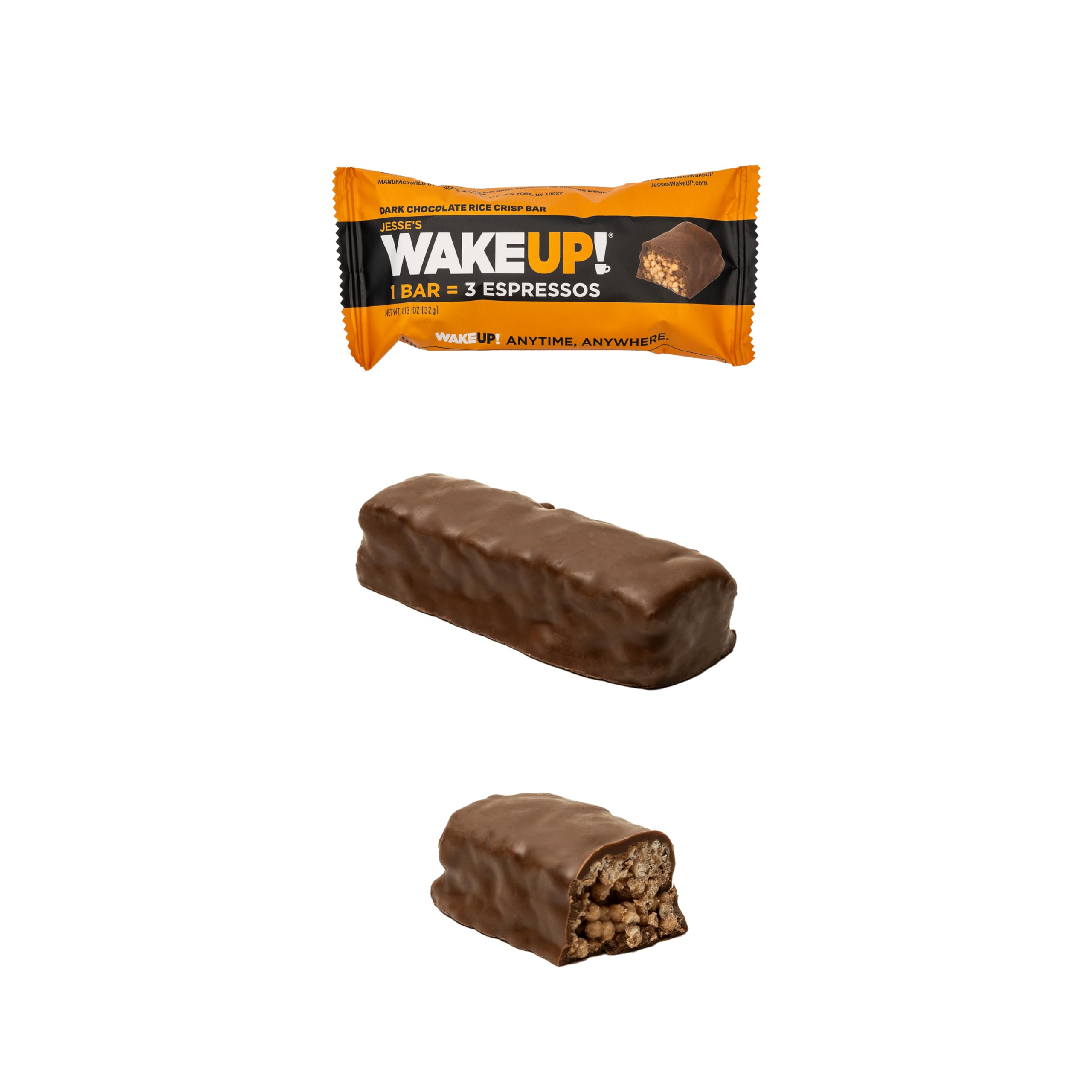 WAKE UP! Caffeinated Chocolate Protein Bars Gluten Free, Vegan, 350mg of Caffeine Energy, Kosher to help Boost Focus and Clarity (1 Bar = 3 Espressos) 6 Pack