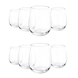 kx-ware unbreakable 18-ounce acrylic stemless wine glasses, set of 8 clear