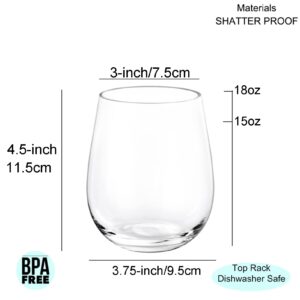 KX-WARE Unbreakable 18-ounce Acrylic Stemless Wine Glasses, set of 8 Clear