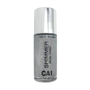 cai beauty nyc silver glitter | easy to apply, easy to remove | roll on shimmer for body, face and hair| holographic cosmetic grade glamour
