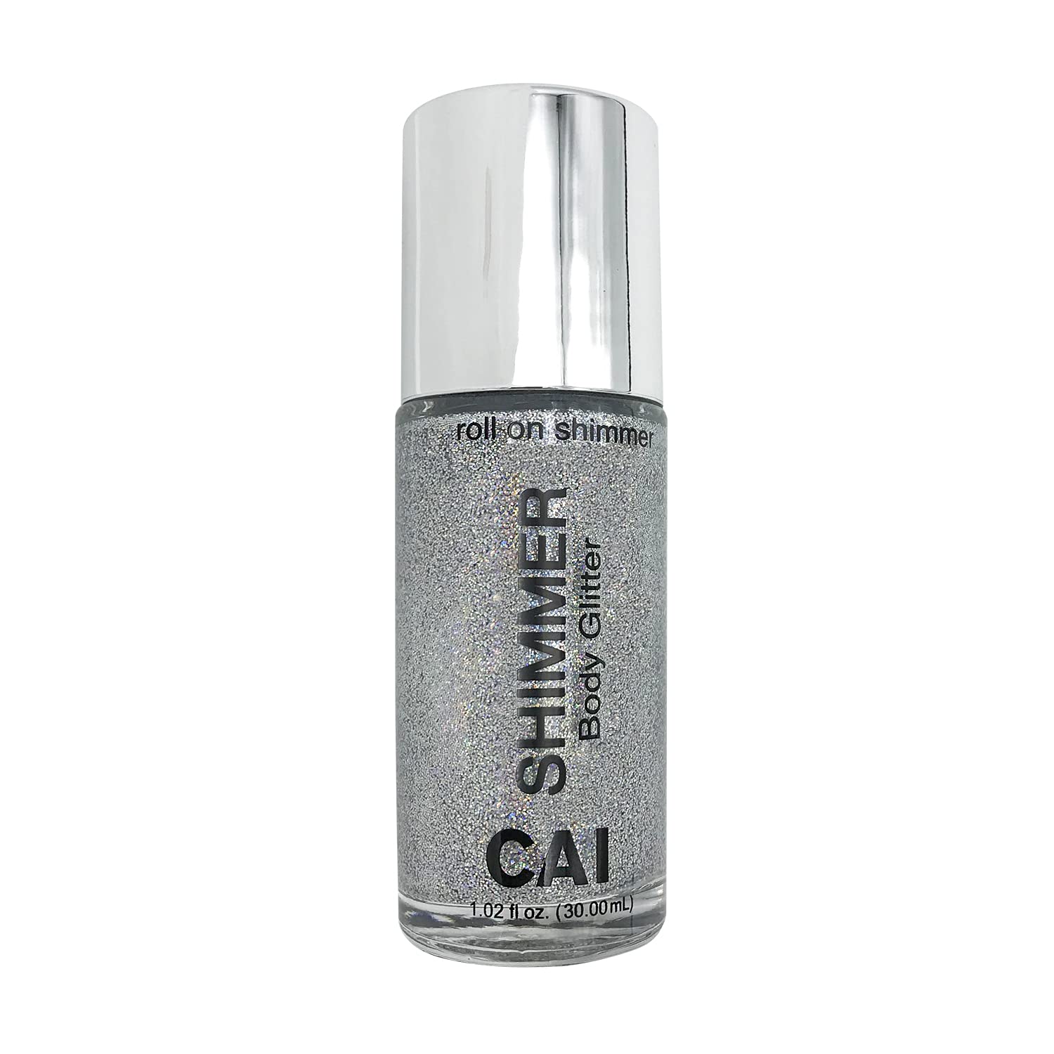 CAI Beauty NYC Silver Glitter | Easy to Apply, Easy to Remove | Roll On Shimmer for Body, Face and Hair| Holographic Cosmetic Grade Glamour