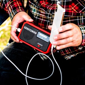 CRAFTSMAN Emergency Weather Alert Radio with Battery Backup, Phone Charger, Integrated Hand Crank/Solar Charging & LED Flashlight CMXZRAZW822