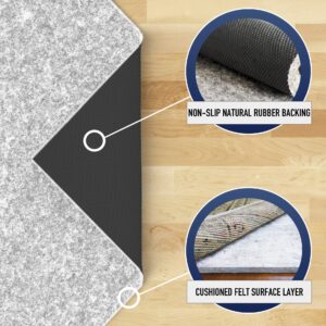 RUGPADUSA - Basics - 4'x6' - 1/4" Thick - Felt + Rubber - Non-Slip Rug Pad - Cushioning Felt for Added Comfort - Safe for All Floors and Finishes