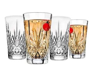 godinger beverage tumbler glasses all purpose highball - dublin collection, 12oz, set of 4