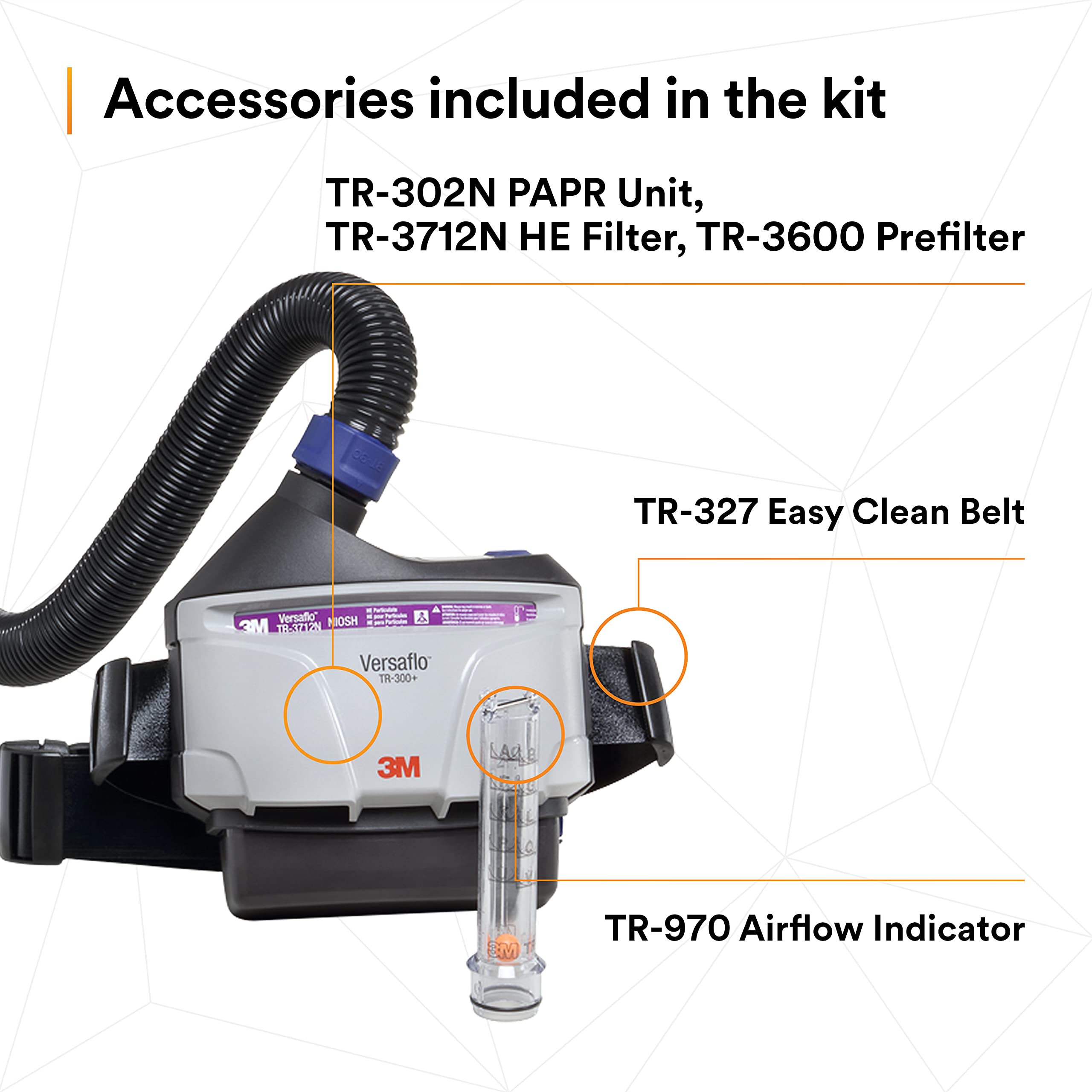 3M PAPR Respirator, Versaflo Powered Air Purifying Respirator Kit, TR-300N+ ECK, Healthcare, Hood Assembly, Easy to Clean and Maintain, All-in-One Respiratory Protection for Particulates
