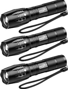 modoao 3pack super bright flashlights high lumens led flashlight with zoomable beam - mini flashlights for camping, hiking, dog walking - powerful emergency flashlights with 5 modes for outdoor use