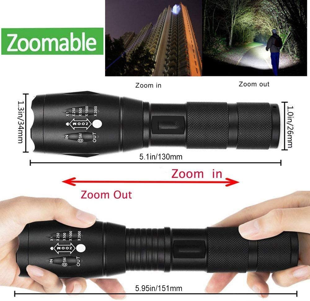 MODOAO 3pack Super Bright Flashlights High Lumens LED Flashlight With Zoomable Beam - Mini Flashlights for Camping, Hiking, Dog Walking - Powerful Emergency Flashlights with 5 Modes for Outdoor Use