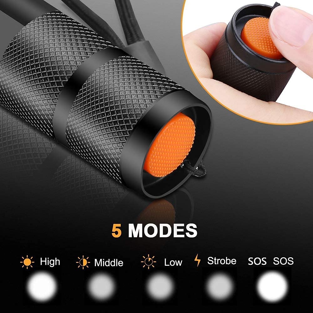 MODOAO 3pack Super Bright Flashlights High Lumens LED Flashlight With Zoomable Beam - Mini Flashlights for Camping, Hiking, Dog Walking - Powerful Emergency Flashlights with 5 Modes for Outdoor Use