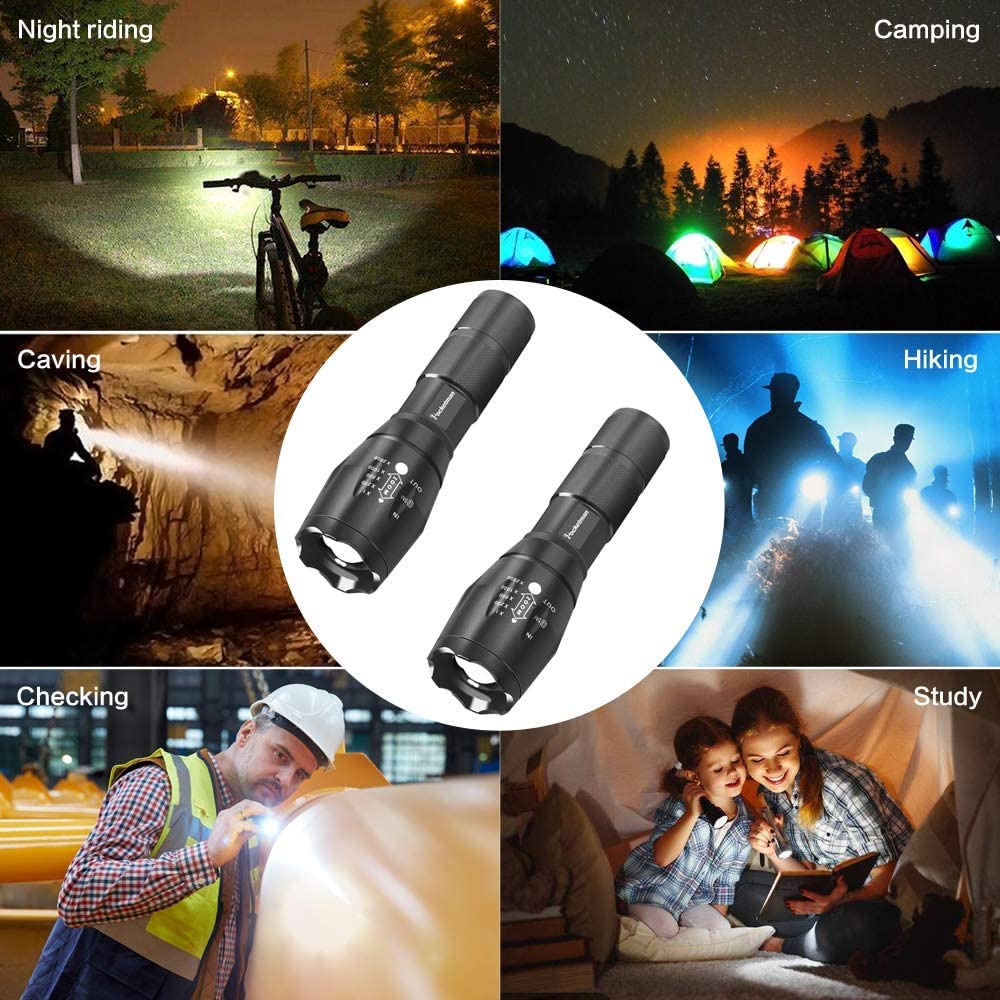 MODOAO 3pack Super Bright Flashlights High Lumens LED Flashlight With Zoomable Beam - Mini Flashlights for Camping, Hiking, Dog Walking - Powerful Emergency Flashlights with 5 Modes for Outdoor Use
