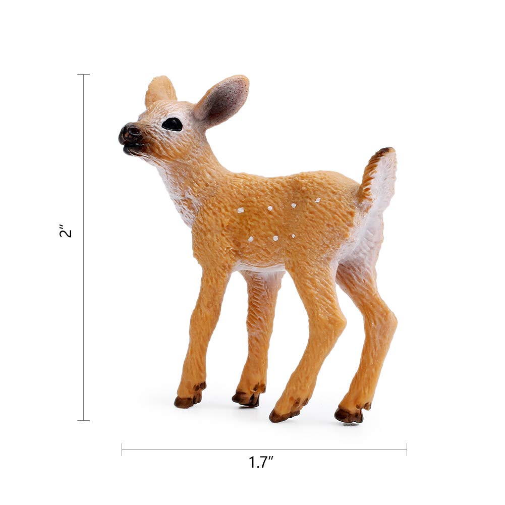 RESTCLOUD 12Pcs Deer Figurines Cake Toppers, Deer Toys Figure, Small Woodland Animals Set of 12 Fawn