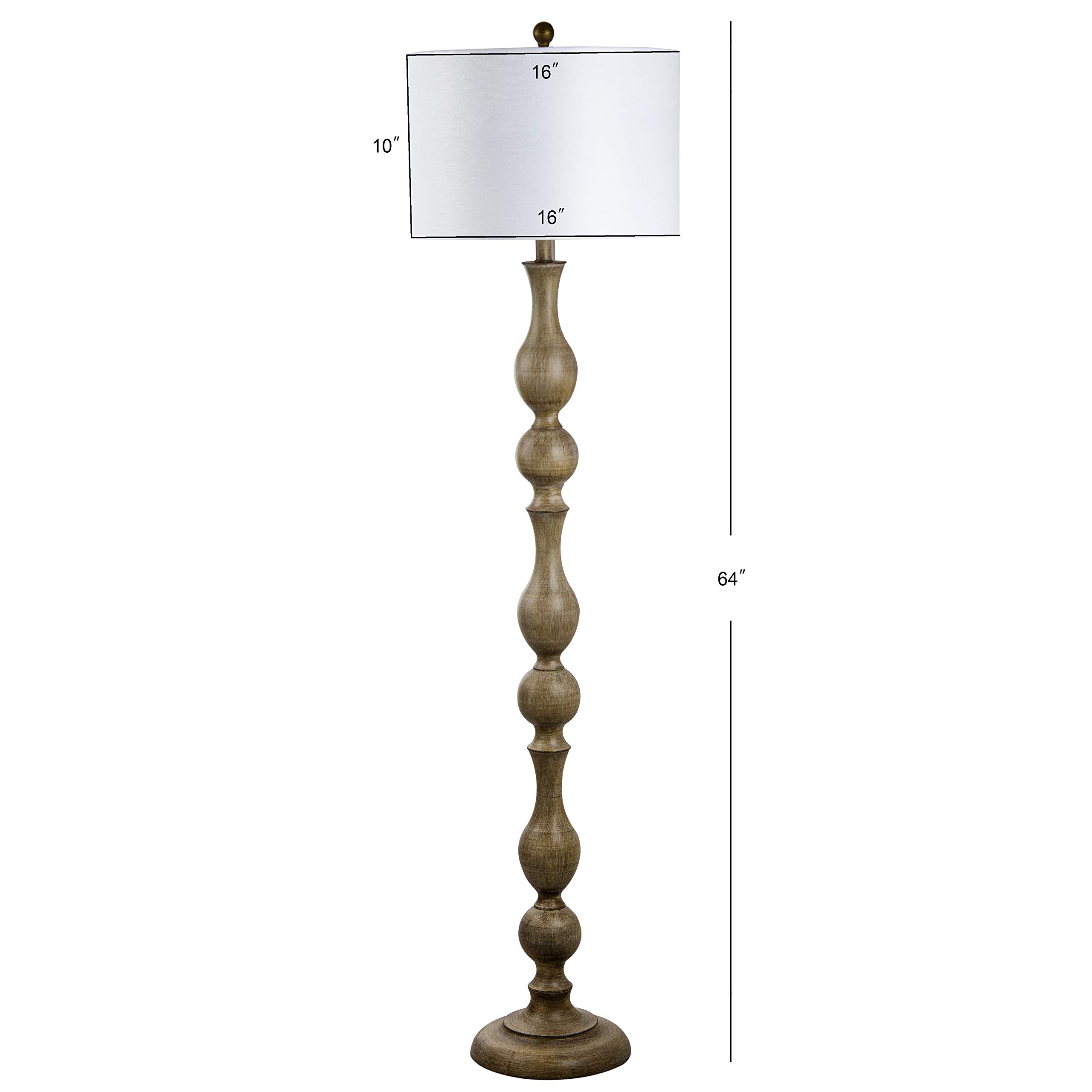 Safavieh FLL4031A Home Collection Glendora Brown Wooden Finish Floor Lamp, White