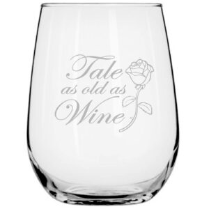 tale as old as wine • stemless wine glass • beauty beast glass • disney princess wine glass • birthday present • gift for friend