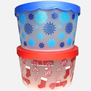 Greenbrier Holiday~Christmas Cookie Storage Buckets with Lids (2 Buckets)