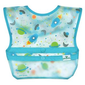 green sprouts Snap + Go Wipe-off Bibs (3 pack), Waterproof, Easy Clean, Catch-all Pocket, Made without PVC, Formaldehyde