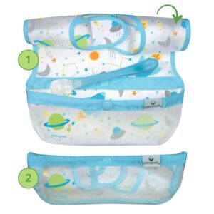 green sprouts Snap + Go Wipe-off Bibs (3 pack), Waterproof, Easy Clean, Catch-all Pocket, Made without PVC, Formaldehyde