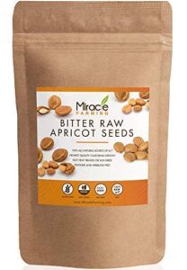 bitter apricot seeds/kernels, california usa grown, non gmo, vegan, raw & large, the best natural source of vitamin b17, in a resealable pouch (1lb)