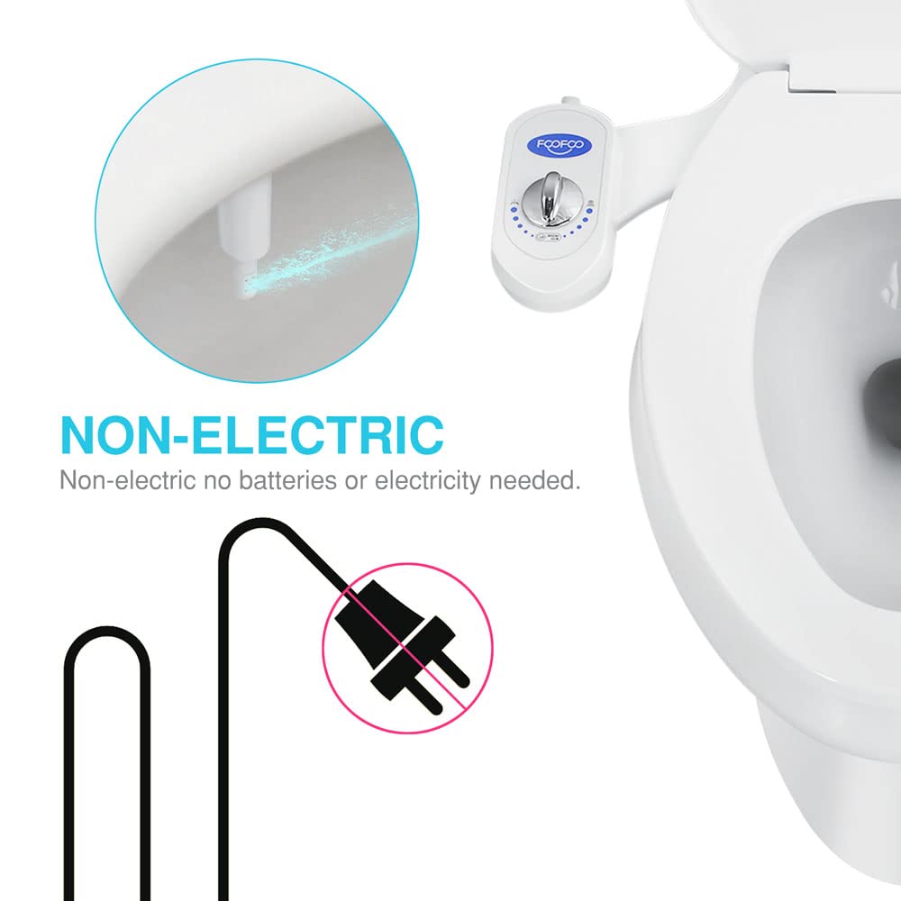 2 Pack FOOFOO Bidet Non-Electric Mechanical Self Cleaning Nozzles White for Toilet Attachment Easy to Install